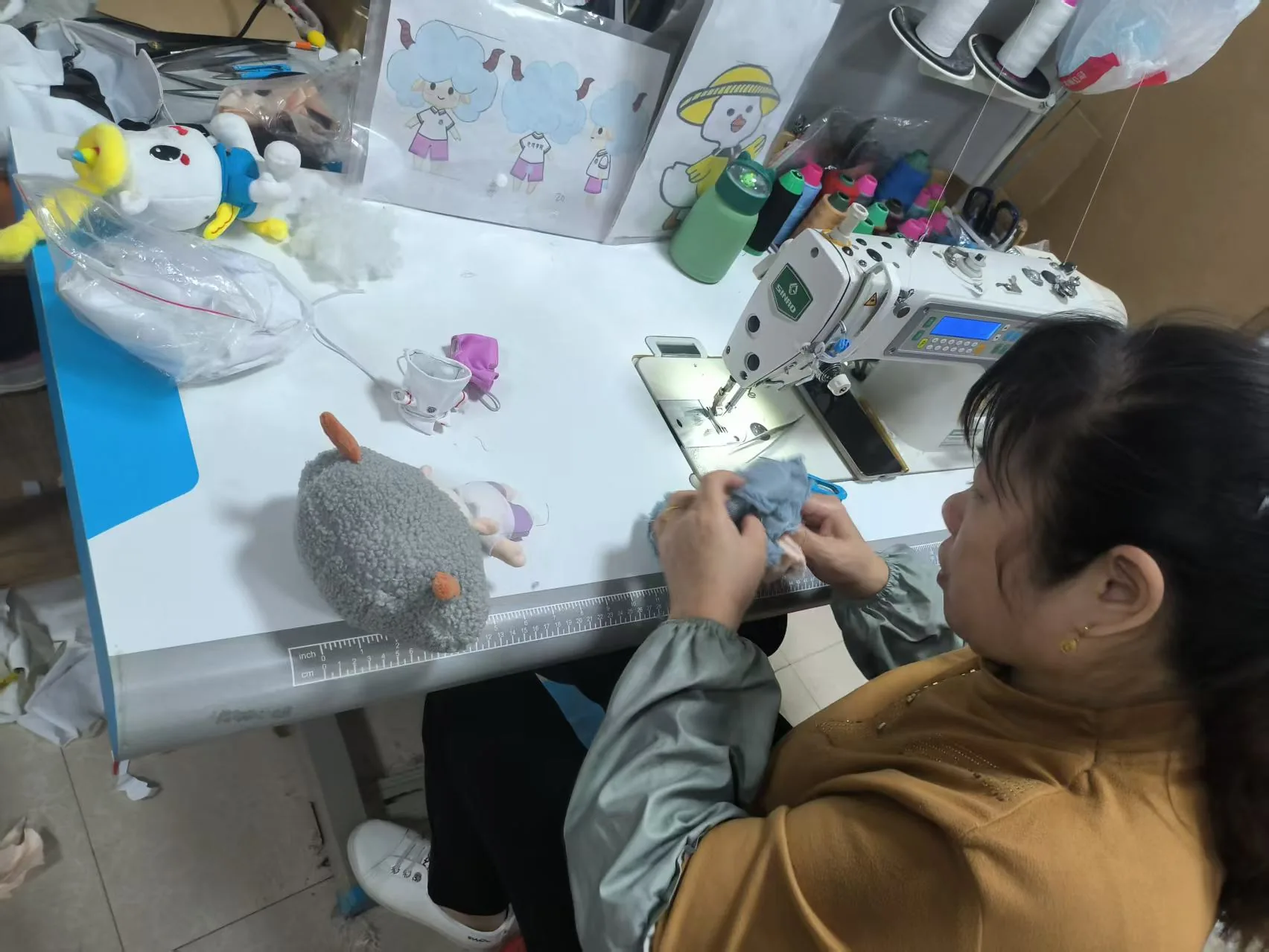 Stitching stage in a Chinese toy factory