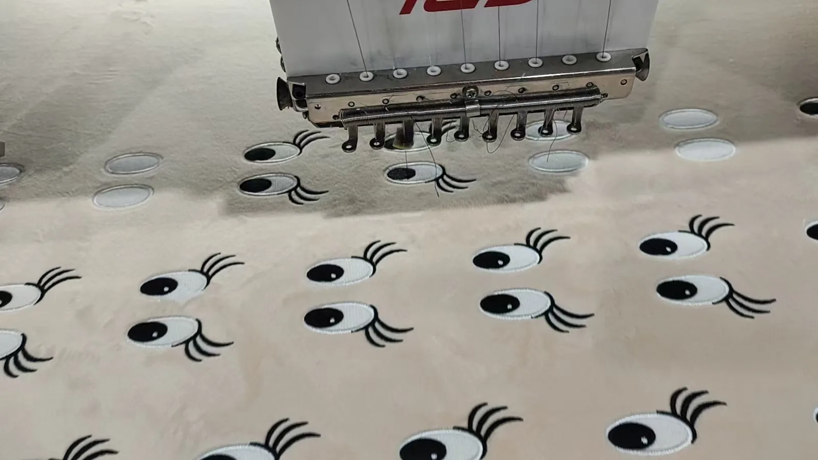 Printed plush pattern pieces before cutting
